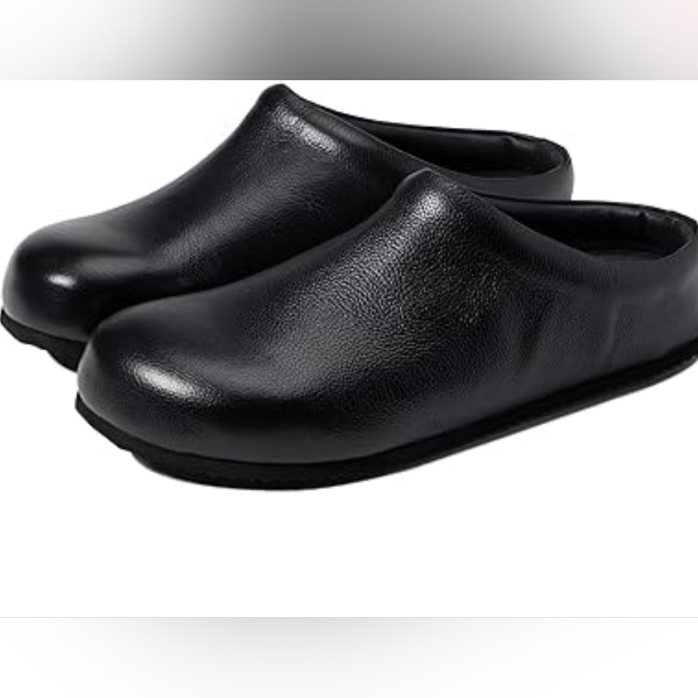 Free People Cambria Leather Footbed Clog Black EU 37 (US Women's 6.5)